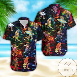 Colorful Bigfoot Image Brightening Up the Hawaiian Shirt