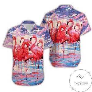 Colorful Clouds Flamingo Elegance Hawaiian Shirt Collection