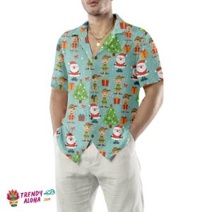 Colorful Santa Helper Pattern Hawaiian Shirt, Funny Christmas Shirt, Best Christmas Gift Idea