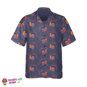 Colorful Turkey Thanksgiving Day Unisex Hawaiian Shirt Fun Short Sleeve Top