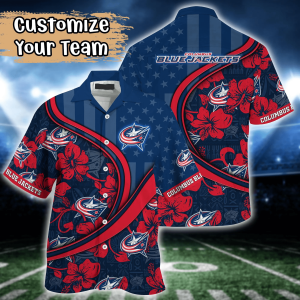 Columbus Blue Jackets NHL Us Flag Hawaiian Shirt Custom Summer KLA Shirt
