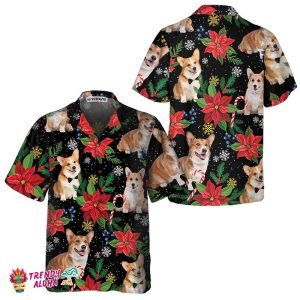Corgi With Christmas Plants Hawaiian Shirt, Funny Corgi Christmas Shirt For Men & Women, Best Christmas Gift