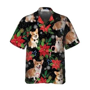 Corgi With Christmas Plants Hawaiian Shirt Gift For Dog Owners