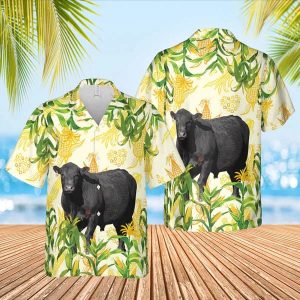 Corn Farm Black Angus 3D Trendy Hawaiian Shirt, Cow Trendy Hawaiian Shirt, Summer Gifts For Men And Women