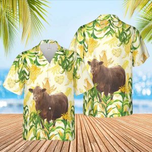 Corn Farm Gelbvieh Trendy Hawaiian Shirt, Cow Trendy Hawaiian Shirt, Summer Gifts For Men And Women