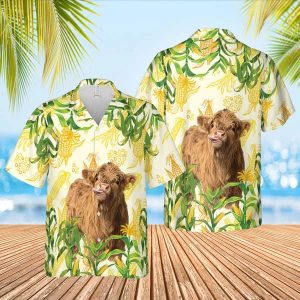 Corn Farm Highlands Trendy Hawaiian Shirt, Cow Trendy Hawaiian Shirt, Summer Gifts For Men And Women