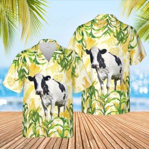 Corn Farm Holstein 3D Trendy Hawaiian Shirt, Cow Trendy Hawaiian Shirt, Summer Gifts For Men And Women