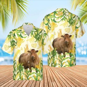 Corn Farm Limousin 3D Trendy Hawaiian Shirt, Cow Trendy Hawaiian Shirt, Summer Gifts For Men And Women