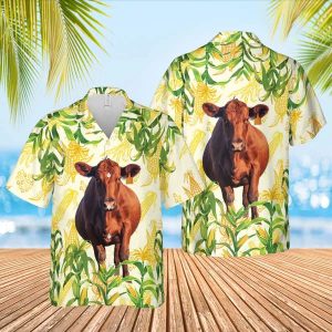 Corn Farm Red Angus 3D Trendy Hawaiian Shirt, Cow Trendy Hawaiian Shirt, Summer Gifts For Men And Women