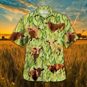 Cow Amidst Lush Green Cornfields Hawaiian Shirt Illustration