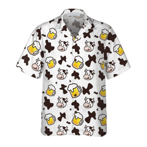 Cow And Beer Mug Seamless Pattern Cow All Printed 3D Hawaiian Shirt