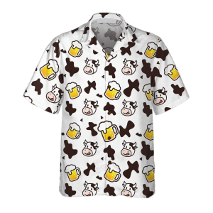 Cow And Beer Mug Seamless Pattern Cow All Printed 3D Trendy Hawaiian Shirt, Summer Gifts For Men And Women