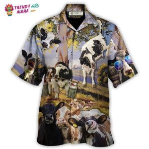 Cow Dancing In The Australian Landscape Funny Art Style Hawaiian Shirt – Trendy KLA