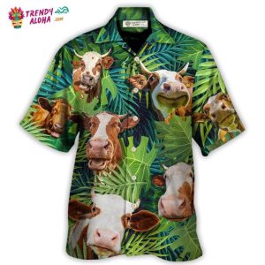 Cow Face Troll Funny Lover Cattle Tropical Style Hawaiian Shirt – Trendy KLA