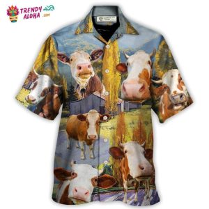 Cow Funny In The Australian Landscape Lover Cattle Art Style Hawaiian Shirt – Trendy KLA
