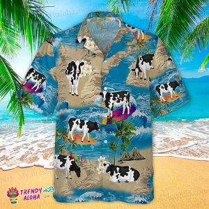 Cow Hawaiian Shirt Cow Summer Vacation On Beach KLA Shirt, KLA Hawaiian Shirts