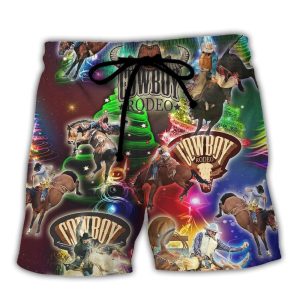 Cowboy Rodeo Merry Christmas Trendy KLA Hawaiian Beach Shorts