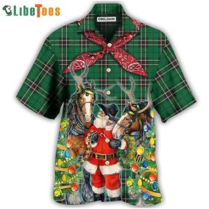 Cowboy Santa Christmas Green, Santa Trendy Hawaiian Shirt Perfect Gifts For Your Loved Ones