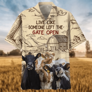 Cows Live Like Someone Left The Gate Open 3D Trendy Hawaiian Shirt, Cow Trendy Hawaiian Shirts, Gift For Cow Lovers