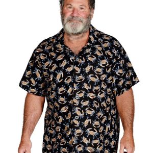 Crabby Black Mood Fun Hawaiian Shirt for Beach and Beyond