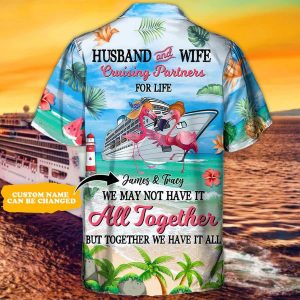 Cruising Partners Flamingo Husband And Wife Cruising Partners For Life Personalized Hawaiian Shirt