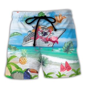 Cruising Partners Flamingo Husband And Wife Cruising Partners For Life Trendy KLA Hawaiian Beach Shorts