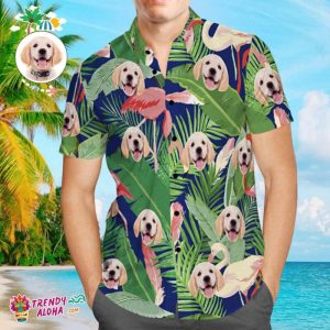 Custom Dog Face Trendy KLA Hawaiian Shirt Custom Tropical Shirt Pink Flamingo Holiday Beach Shirts