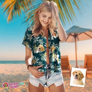 Custom Dog Face Trendy KLA Hawaiian Shirt Funky Vintage Trendy KLA Hawaiian Shirt Casual Button-Down Short Sleeve