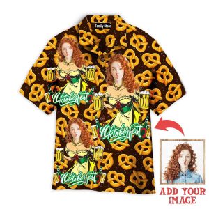 Custom Face Girl Germany On Pretzel And Beer Custom Hawaiian Shirt