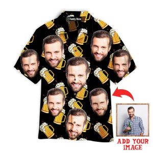 Custom Face Happy On Craft Glass Beer Custom Hawaiian Shirt