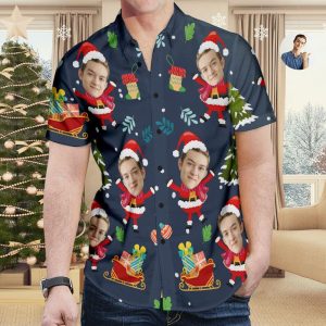 Custom Face Hawaiian Christmas Shirt Cute Santa Claus Hawaiian Shirt Christmas Gift For Men