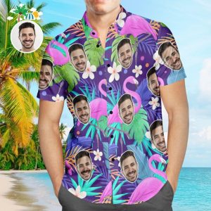 Custom Face Hawaiian Shirt Flamingo Rum Club Personalized KLA Beach Shirt For Men