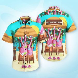 Custom Face Hawaiian Shirt Gifts For Men Flamingo Beach Bar