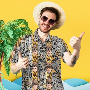 Custom Face Hawaiian Shirts Funny Gold Chain Rich Man Hawaiian Shirts
