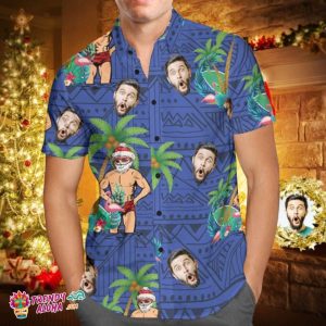 Custom Face Personalized Christmas Trendy KLA Hawaiian Shirt Santa Claus On Vacation Holiday Gifts