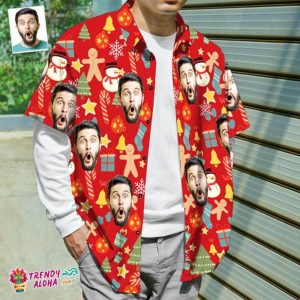 Custom Face Shirt Personalized Photo Men’s Trendy KLA Hawaiian Shirt Christmas Surprise Gift – Merry Christmas