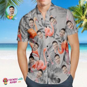 Custom Face Trendy KLA Hawaiian Shirt Flamingo Party Personalized Shirt With Your Photo