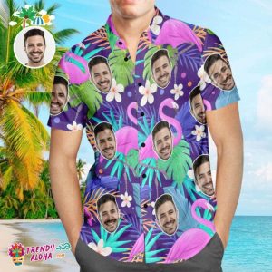 Custom Face Trendy KLA Hawaiian Shirt Flamingo Rum Club Personalized KLA Beach Shirt For Men