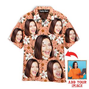 Custom Funny Face On Autumn Flowers Custom Hawaiian Shirt