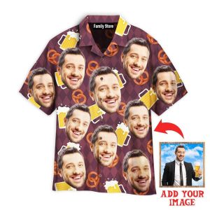 Custom Funny Face On German Beer And Pretzels Custom Hawaiian Shirt