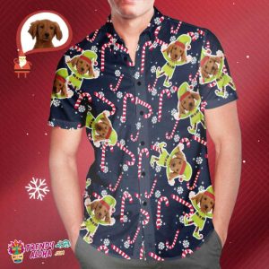 Custom Gog Face Christmas Elf Men’s All Over Print Trendy KLA Hawaiian Shirt Christmas Gift For Him
