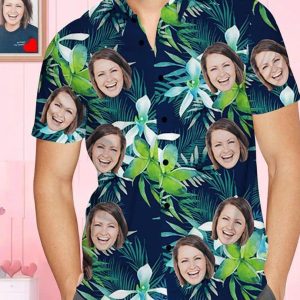 Custom Men’s Custom Face Trendy Hawaiian Shirt Flower, Personalized KLA Beach Shirt For Men, KLA Couple Shirt, KLA Shirt Funny, Hawaii Style.