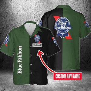 Custom Name Feature Pabst Blue Ribbon Hawaiian Shirt