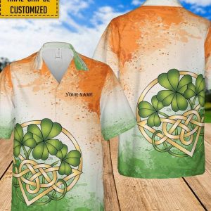 Custom Name Irish Shamrock Shirt St Patrick’s Trendy Hawaiian Shirt, Send To Friends Shirt, Beach Party Shirts As Holiday Gifts, Best Gifts For Men