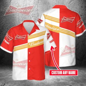 Custom Name Printed By Budweiser On Hawaiian Shirt
