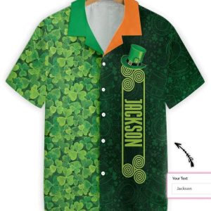 Custom Name Trendy Hawaiian Shirt, Shamrock Happy Saint Patrick’s Day Irish, Personalized Shirt, Hawaiian Set Gift, Gifts For Bachelor Party.