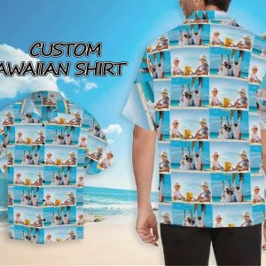 Custom Photo Hawaii Shirt, Custom Summer Shirts With Faces, Funny Beach Party Shirts For Men, Casual Shirt Print Gifts.