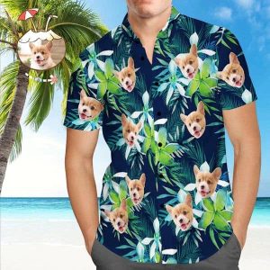 Custom Photo Pet Face Funky Vintage Hawaiian Shirt