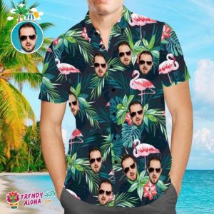 Custom Trendy KLA Hawaiian Shirts Colorful Flamingo KLA Beach Shirt For Men
