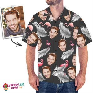 Custom Trendy KLA Hawaiian Shirts Colorful Flamingo Design KLA Beach Shirt For Men